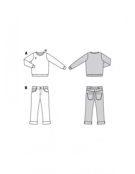 Patron Burda 9251 - Ensemble pull et pantalon douillets de 104 à 140 cm