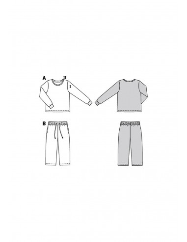 Patron Burda 9250 - Ensemble t-shirt manche longue et pantalon à large ceinture élastiquée de 104 à 140 cm