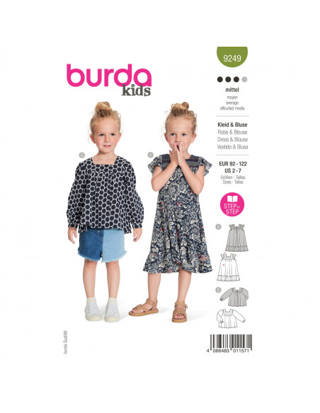 Patron Burda 9249 - Robe et la blouse encolure rectangulaire