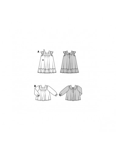 Patron Burda 9249 - Robe et la blouse encolure rectangulaire