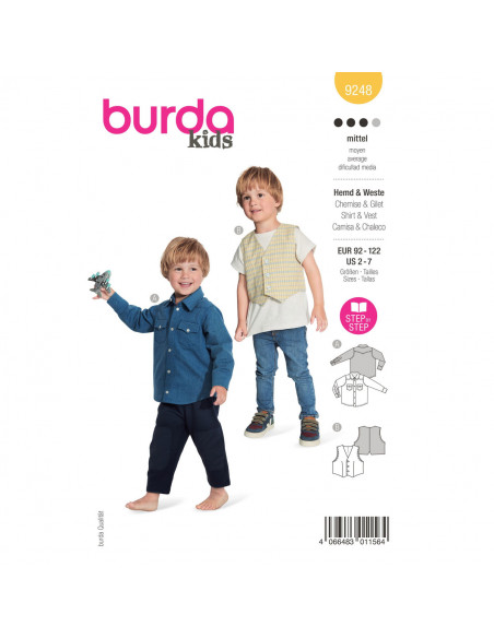Patron Burda 9248 -  Chemise classique et un gilet