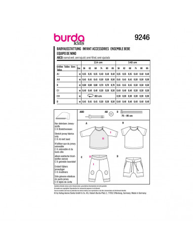 Patron Burda 9246 -  Ensemble Tee-shirts et pantalons du 36 au 46 (FR)