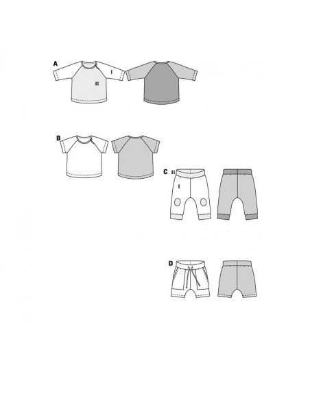 Patron Burda 9246 -  Ensemble Tee-shirts et pantalons du 36 au 46 (FR)