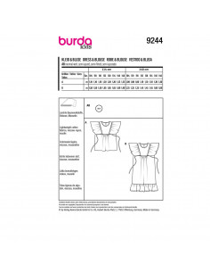 Patron Burda 9244 - Robe et Blouse avec décolleté décorées de ruchés de manches du 36 au 46 (FR) 2