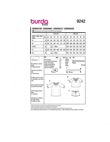 Patron Burda 9242 - Robes amples dans un jersey moelleux du 46 au 56 (FR)
