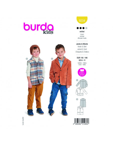 Patron Burda 9234-Veste & gilet