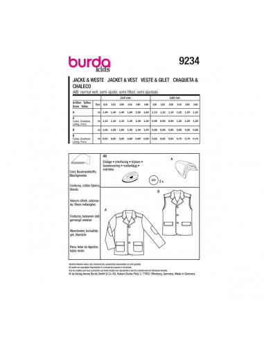 Patron Burda 9234-Veste & gilet