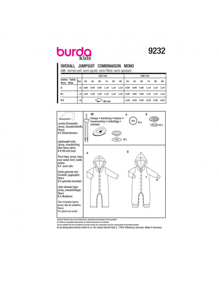 Patron Burda 9232-Grenouillère