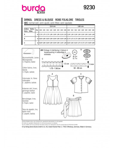 Patron Burda 9230 - Ensemble pour enfants