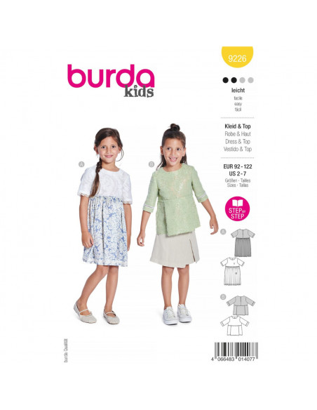 Patron Burda 9226 - Jupe haute pour enfants
