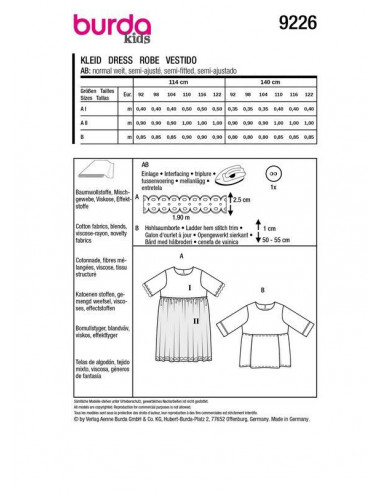 Patron Burda 9226 - Jupe haute pour enfants