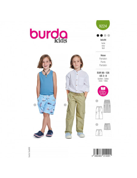 Patron Burda 9224 - Pantalon cargo pour enfants