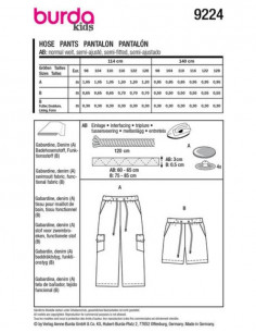 Patron Burda 9224 - Pantalon cargo pour enfants 2