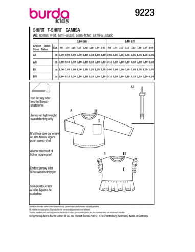 Patron Burda 9223 - Sweat-shirt pour enfants