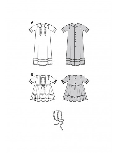 Patron Burda 9221 - Robe de baptême pour enfants