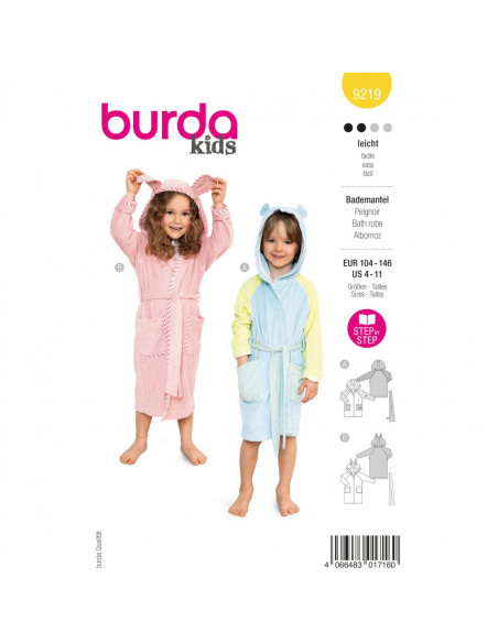 Patron Burda 9219 - Peignoir pour enfants