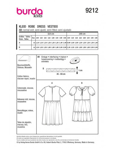 Patron Burda 9212 - Robe