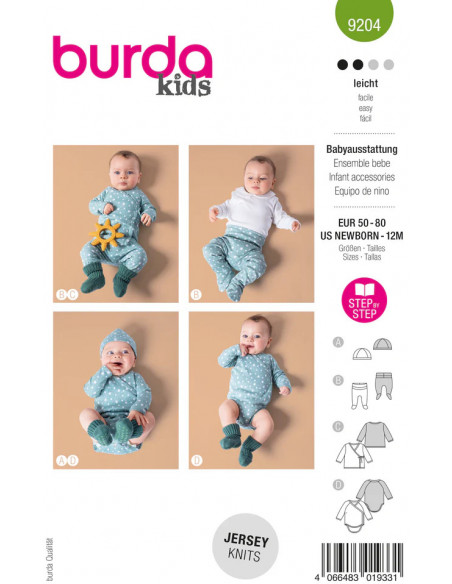 Patron Burda 9204 - Ensemble Bébé