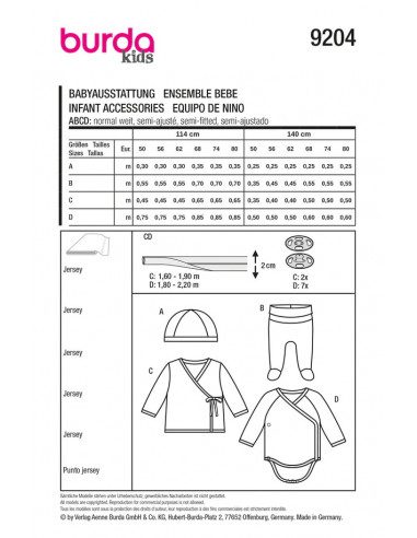 Patron Burda 9204 - Ensemble Bébé