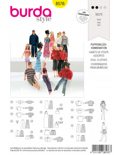 Patron Burda 8576 - Vêtements de poupée style Barbie