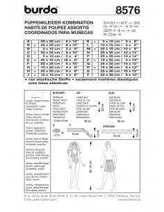 Patron Burda 8576 - Vêtements de poupée style Barbie 2
