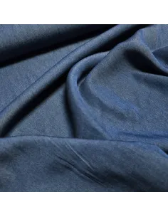 Tissu, Viscose Chambray Uni, Bleu Moyen, Laize 145 cm, 100% Viscose 190g/m² 2