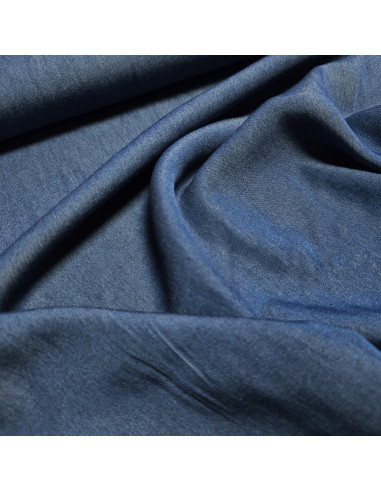 Tissu, Viscose Chambray Uni, Bleu Moyen, Laize 145 cm, 100% Viscose 190g/m²