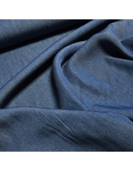 Tissu, Viscose Chambray Uni, Bleu Moyen, Laize 145 cm, 100% Viscose 190g/m²
