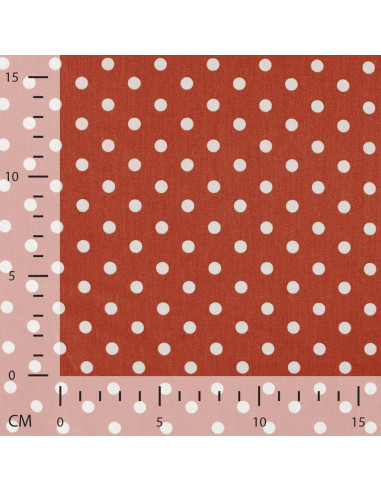 Popeline de coton, gros pois, terracotta