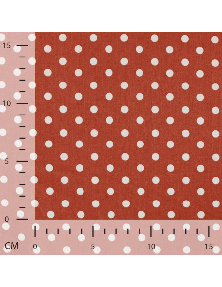 Popeline de coton, gros pois, terracotta