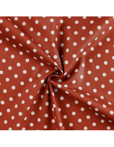 Popeline de coton, gros pois, terracotta