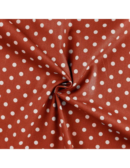 Popeline de coton, gros pois, terracotta