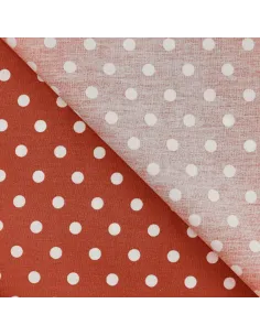 Tissu, Popeline de Coton Gros Pois, Terracotta et Blanc, Laize 150 cm, 100% Coton 2