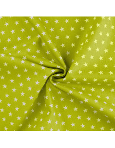 Popeline de coton, étoiles blanches, vert pomme 2
