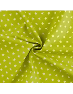 Tissu, Popeline de Coton Étoiles Blanches, Vert Pomme, Laize 150 cm, 100% Coton 2