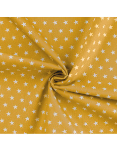 Popeline de coton, étoiles blanches, jaune moutarde 2