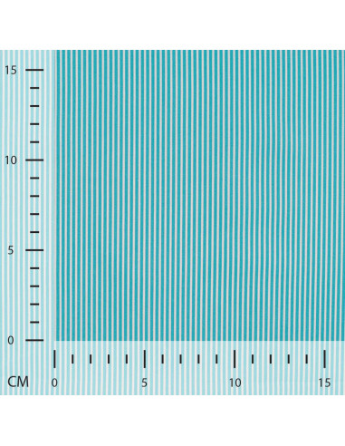 Tissu, Popeline de Coton Rayures, Bleu Turquoise et Blanc, Laize 150 cm, 100% Coton