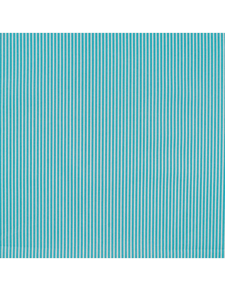 Tissu, Popeline de Coton Rayures, Bleu Turquoise et Blanc, Laize 150 cm, 100% Coton