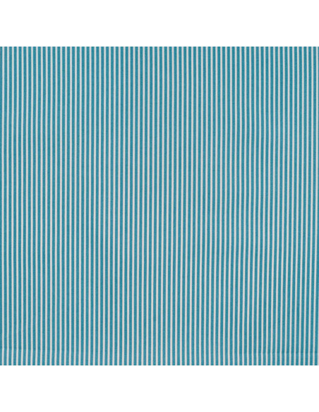 Tissu, Popeline de Coton, Rayures Orange et Blanches sur Bleu Pétrole, Laize 150 cm, 100% Coton