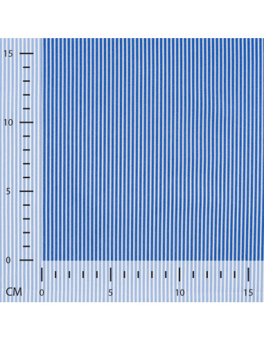 Tissu, Popeline de Coton Rayée, Bleu Roi et Blanc, Laize 150 cm, 100% Coton