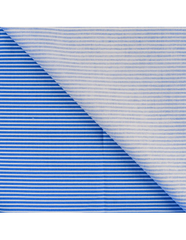 Tissu, Popeline de Coton Rayée, Bleu Roi et Blanc, Laize 150 cm, 100% Coton
