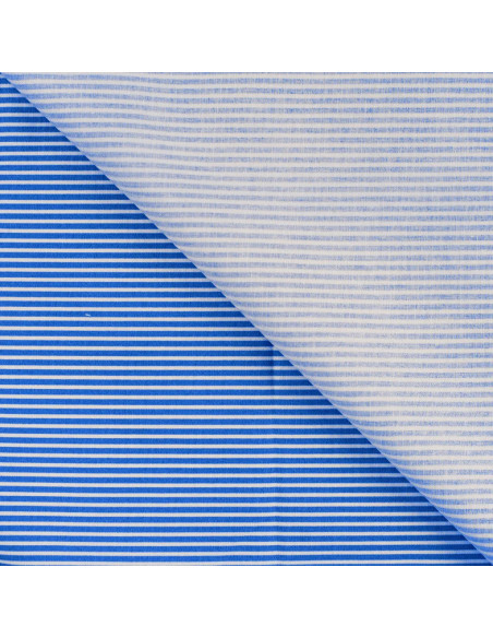 Tissu, Popeline de Coton Rayée, Bleu Roi et Blanc, Laize 150 cm, 100% Coton