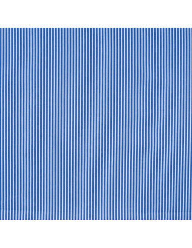 Tissu, Popeline de Coton Rayée, Bleu Roi et Blanc, Laize 150 cm, 100% Coton