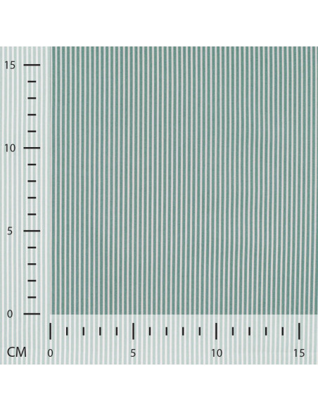 Tissu, Popeline de Coton Rayures, Vert Céladon et Blanc, Laize 150 cm, 100% Coton 120g/m²