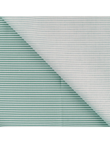 Tissu, Popeline de Coton Rayures, Vert Céladon et Blanc, Laize 150 cm, 100% Coton 120g/m²