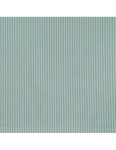 Tissu, Popeline de Coton Rayures, Vert Céladon et Blanc, Laize 150 cm, 100% Coton 120g/m²