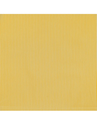 Tissu, Popeline de Coton Rayée, Jaune Vif et Blanc, Laize 150 cm, 100% Coton 120g/m²