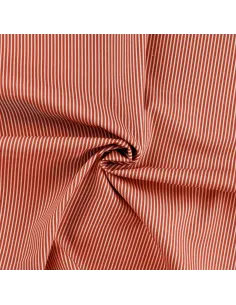 Tissu, Popeline de Coton Rayures, Terracotta et Blanc, Laize 150 cm, 100% Coton 2