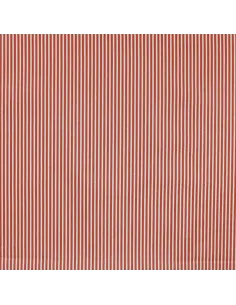 Tissu, Popeline de Coton Rayures, Terracotta et Blanc, Laize 150 cm, 100% Coton