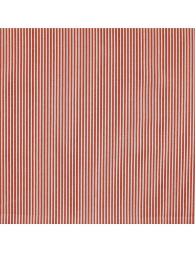 Tissu, Popeline de Coton Rayures, Terracotta et Blanc, Laize 150 cm, 100% Coton